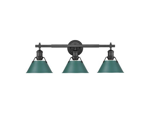 Golden - 3306-BA3 BLK-GN - Three Light Vanity - Orwell - Matte Black
