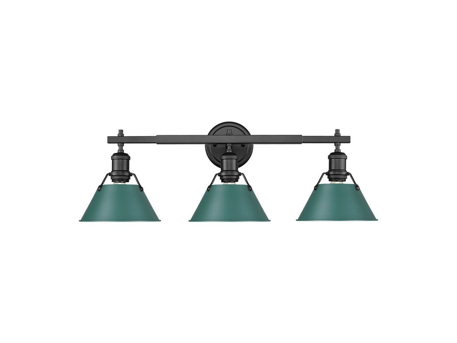 Golden - 3306-BA3 BLK-GN - Three Light Vanity - Orwell - Matte Black