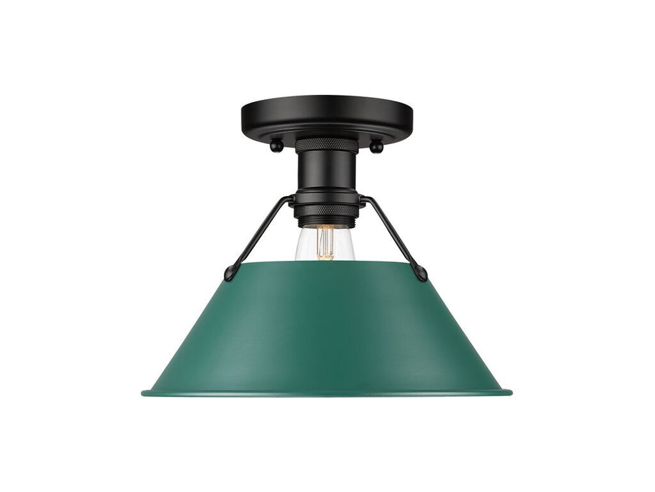 Golden - 3306-FM BLK-GN - One Light Flush Mount - Orwell - Matte Black