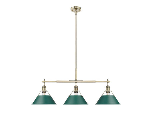 Golden - 3306-LP AB-GN - Three Light Linear Pendant - Orwell - Aged Brass