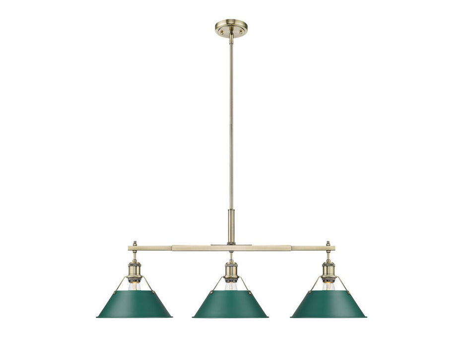 Golden - 3306-LP AB-GN - Three Light Linear Pendant - Orwell - Aged Brass