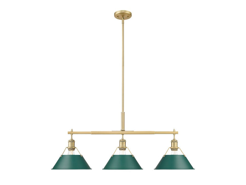 Golden - 3306-LP BCB-GN - Three Light Linear Pendant - Orwell - Brushed Champagne Bronze