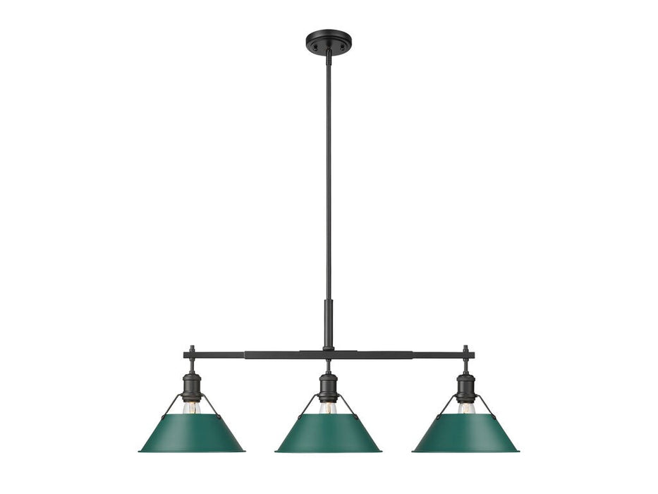 Golden - 3306-LP BLK-GN - Three Light Linear Pendant - Orwell - Matte Black