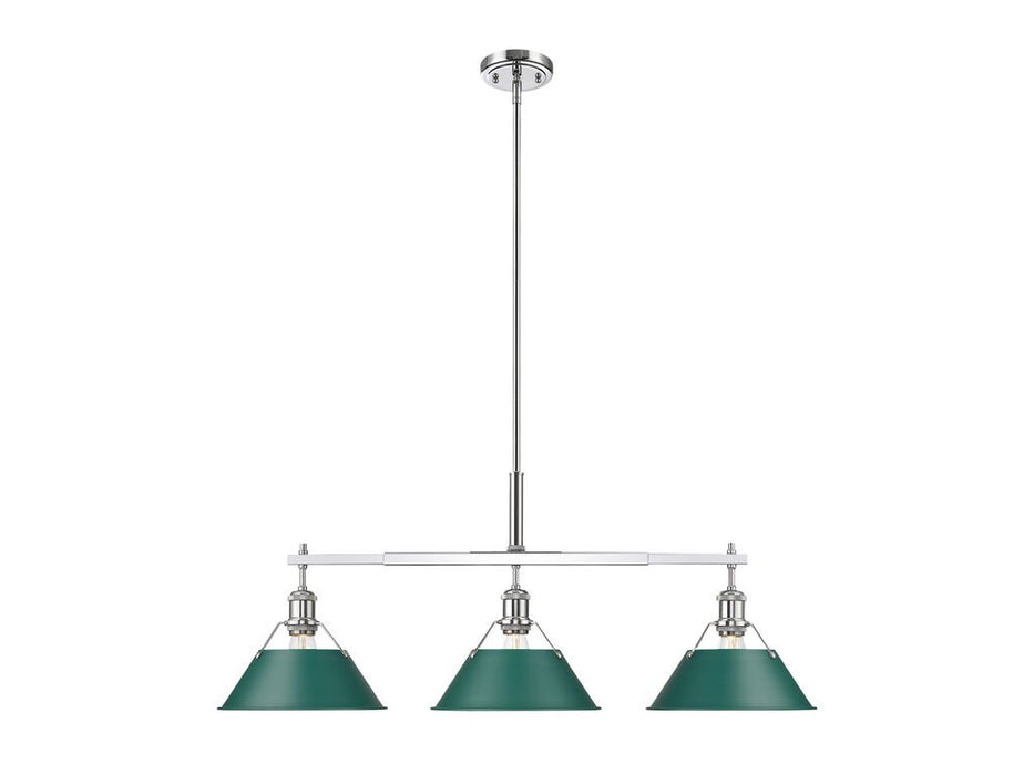 Golden - 3306-LP CH-GN - Three Light Linear Pendant - Orwell - Chrome