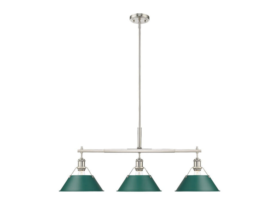 Golden - 3306-LP PW-GN - Three Light Linear Pendant - Orwell - Pewter