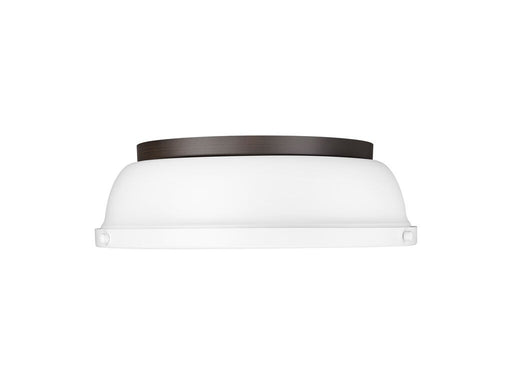 Golden - 3602-14 RBZ-WHT - Two Light Flush Mount - Duncan - Rubbed Bronze
