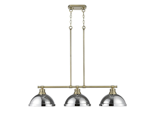 Golden - 3602-3LP AB-CH - Three Light Linear Pendant - Duncan - Aged Brass