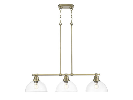 Golden - 3602-3LP AB-CLR - Three Light Linear Pendant - Duncan - Aged Brass