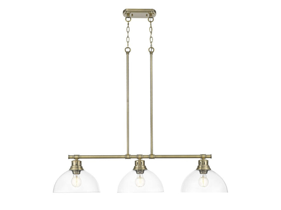 Golden - 3602-3LP AB-CLR - Three Light Linear Pendant - Duncan - Aged Brass