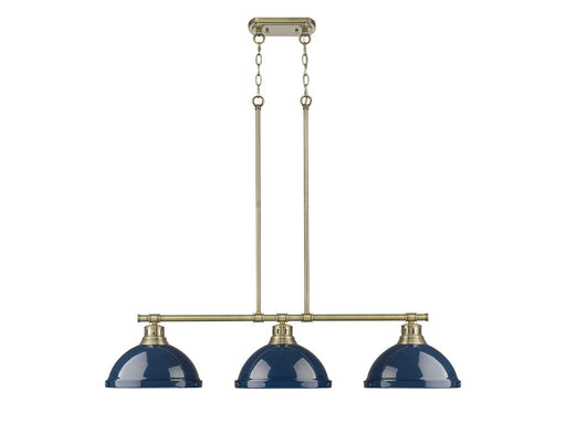 Golden - 3602-3LP AB-NVY - Three Light Linear Pendant - Duncan - Aged Brass