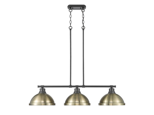 Golden - 3602-3LP BLK-AB - Three Light Linear Pendant - Duncan - Matte Black