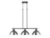 Golden - 3602-3LP BLK-CH - Three Light Linear Pendant - Duncan - Matte Black