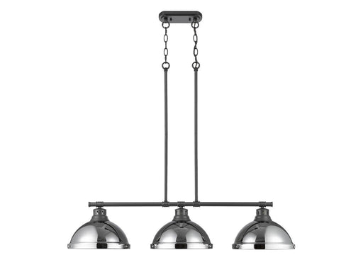 Golden - 3602-3LP BLK-CH - Three Light Linear Pendant - Duncan - Matte Black