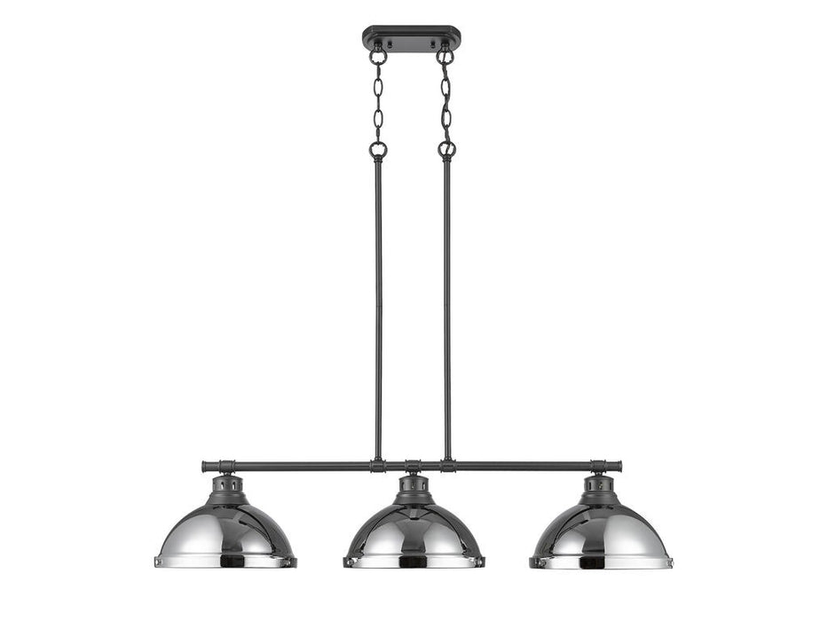 Golden - 3602-3LP BLK-CH - Three Light Linear Pendant - Duncan - Matte Black