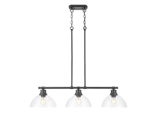 Golden - 3602-3LP BLK-CLR - Three Light Linear Pendant - Duncan - Matte Black