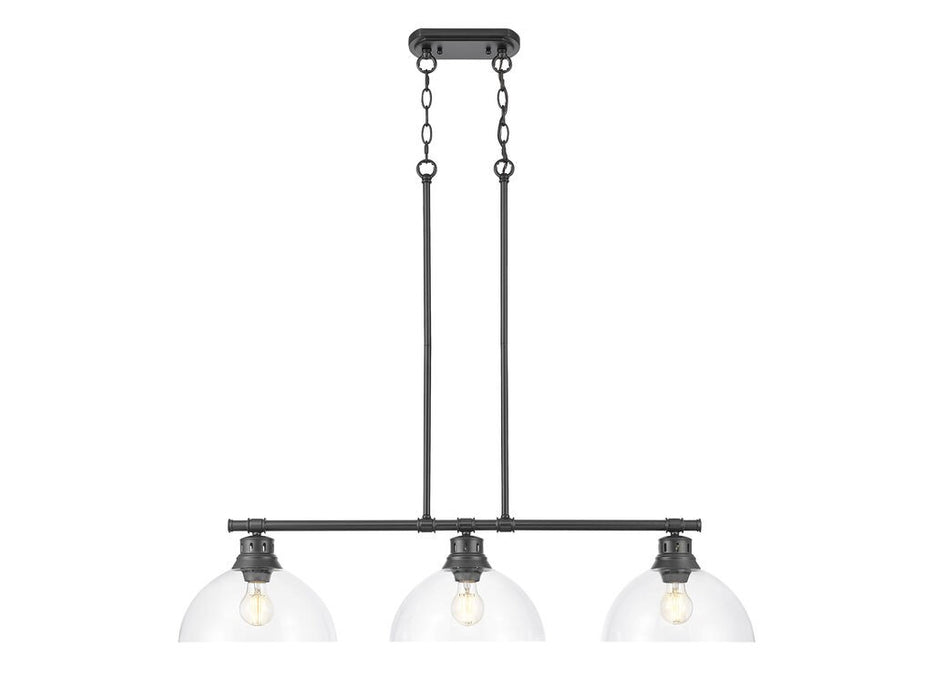 Golden - 3602-3LP BLK-CLR - Three Light Linear Pendant - Duncan - Matte Black
