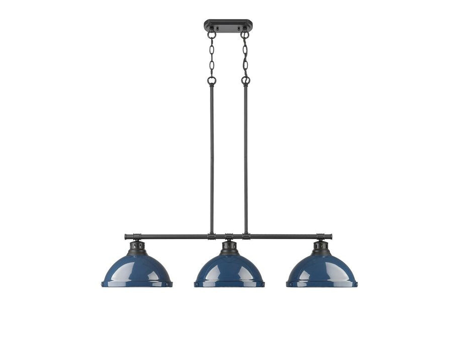 Golden - 3602-3LP BLK-NVY - Three Light Linear Pendant - Duncan - Matte Black