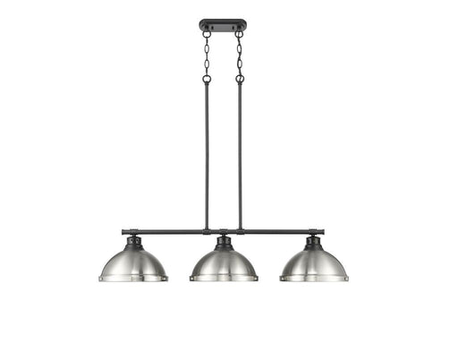 Golden - 3602-3LP BLK-PW - Three Light Linear Pendant - Duncan - Matte Black