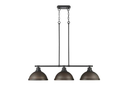 Golden - 3602-3LP BLK-RBZ - Three Light Linear Pendant - Duncan - Matte Black