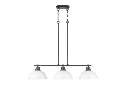 Golden - 3602-3LP BLK-WHT - Three Light Linear Pendant - Duncan - Matte Black