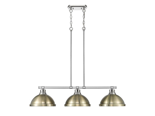 Golden - 3602-3LP CH-AB - Three Light Linear Pendant - Duncan - Chrome