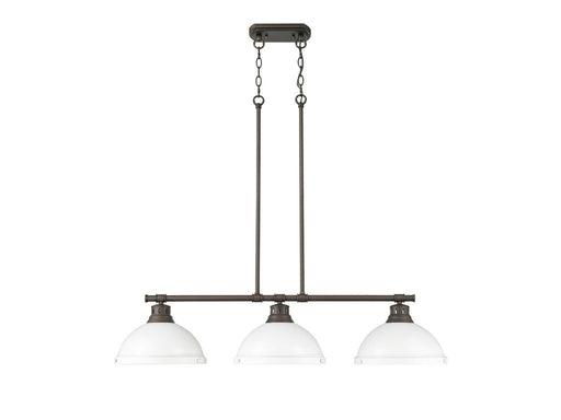 Golden - 3602-3LP RBZ-WHT - Three Light Linear Pendant - Duncan - Rubbed Bronze