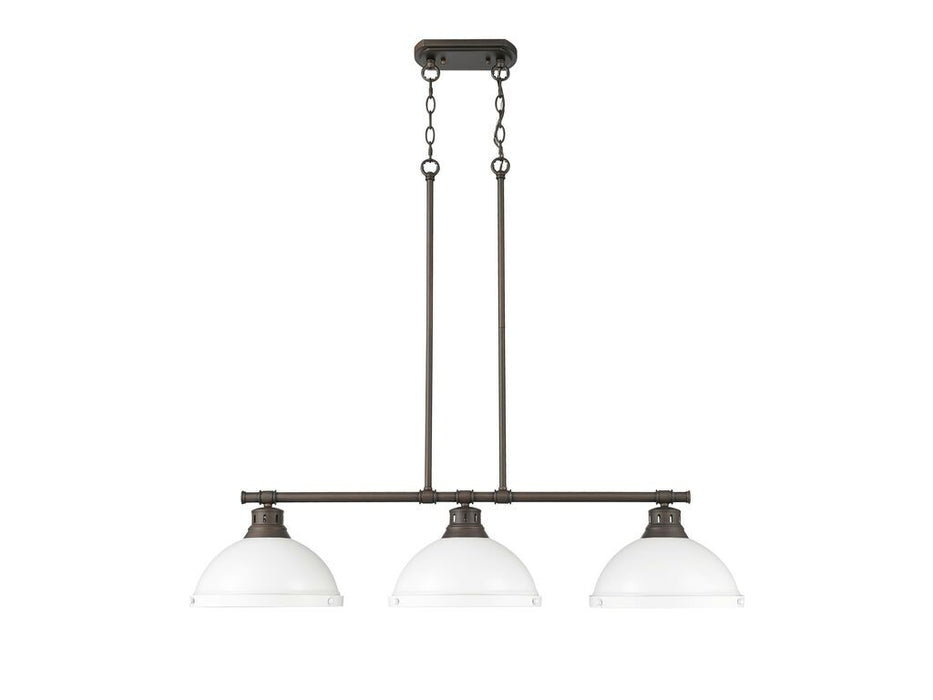 Golden - 3602-3LP RBZ-WHT - Three Light Linear Pendant - Duncan - Rubbed Bronze