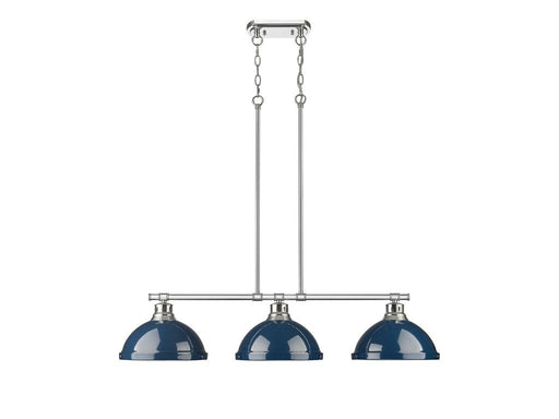 Golden - 3602-3LP CH-NVY - Three Light Linear Pendant - Duncan - Chrome