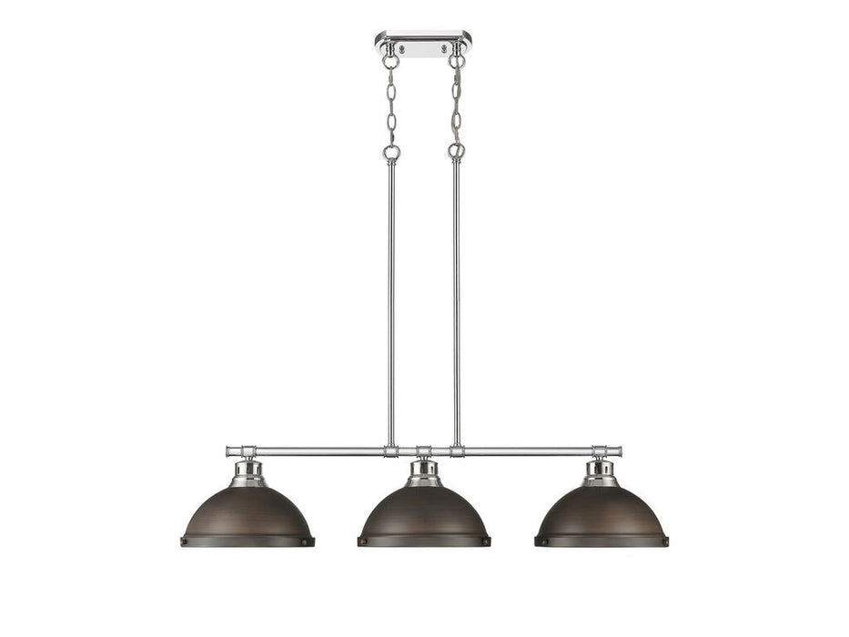 Golden - 3602-3LP CH-RBZ - Three Light Linear Pendant - Duncan - Chrome
