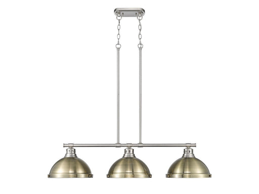 Golden - 3602-3LP PW-AB - Three Light Linear Pendant - Duncan - Pewter
