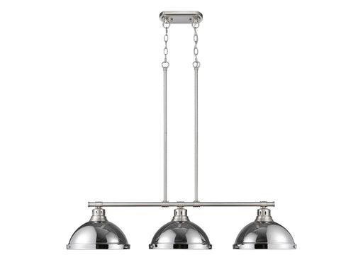 Golden - 3602-3LP PW-CH - Three Light Linear Pendant - Duncan - Pewter