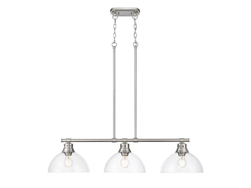 Golden - 3602-3LP PW-CLR - Three Light Linear Pendant - Duncan - Pewter
