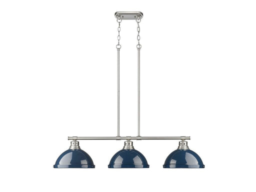 Golden - 3602-3LP PW-NVY - Three Light Linear Pendant - Duncan - Pewter