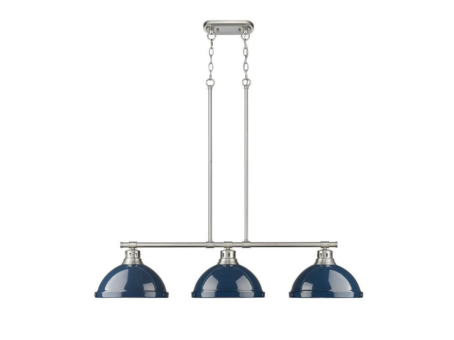 Golden - 3602-3LP PW-NVY - Three Light Linear Pendant - Duncan - Pewter
