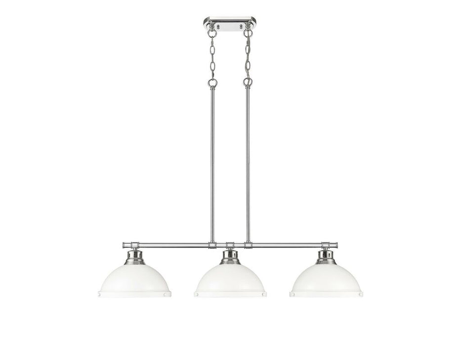 Golden - 3602-3LP PW-WHT - Three Light Linear Pendant - Duncan - Pewter