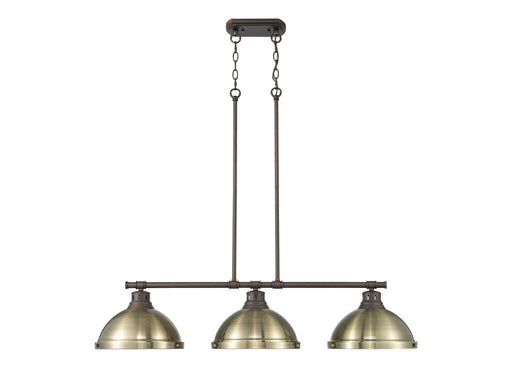 Golden - 3602-3LP RBZ-AB - Three Light Linear Pendant - Duncan - Rubbed Bronze