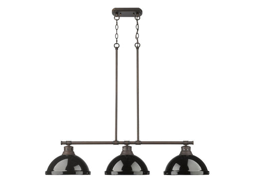 Golden - 3602-3LP RBZ-BK - Three Light Linear Pendant - Duncan - Rubbed Bronze