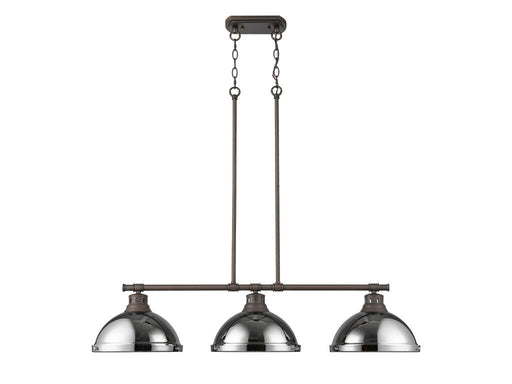 Golden - 3602-3LP RBZ-CH - Three Light Linear Pendant - Duncan - Rubbed Bronze