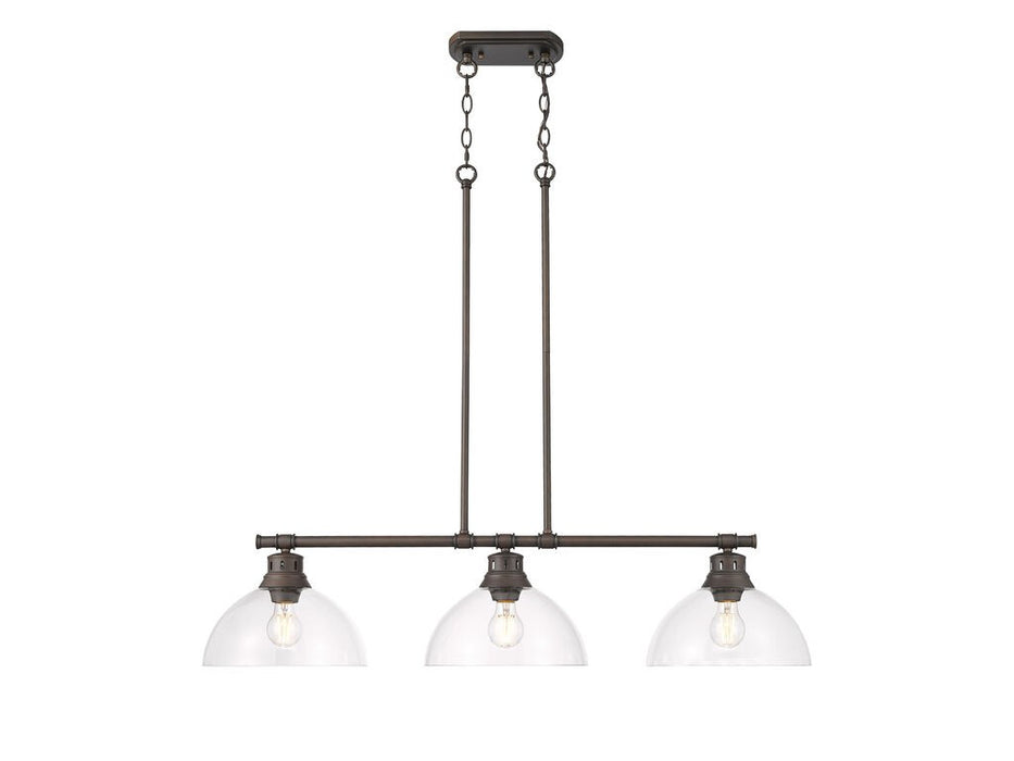 Golden - 3602-3LP RBZ-CLR - Three Light Linear Pendant - Duncan - Rubbed Bronze