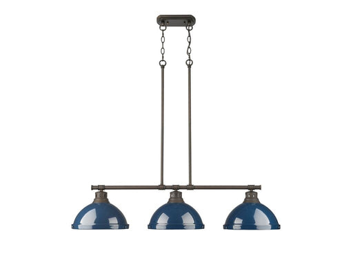 Golden - 3602-3LP RBZ-NVY - Three Light Linear Pendant - Duncan - Rubbed Bronze