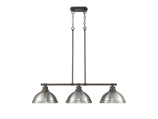 Golden - 3602-3LP RBZ-PW - Three Light Linear Pendant - Duncan - Rubbed Bronze