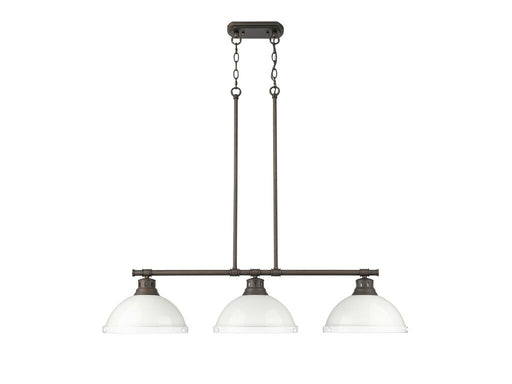 Golden - 3602-3LP RBZ-WH - Three Light Linear Pendant - Duncan - Rubbed Bronze