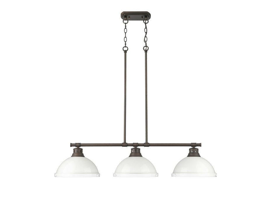 Golden - 3602-3LP RBZ-WH - Three Light Linear Pendant - Duncan - Rubbed Bronze