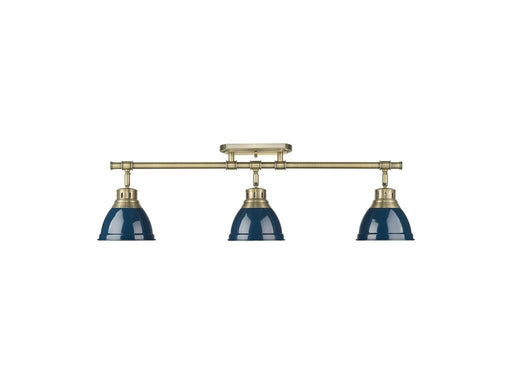 Golden - 3602-3SF AB-NVY - Three Light Semi-Flush Mount - Duncan - Aged Brass