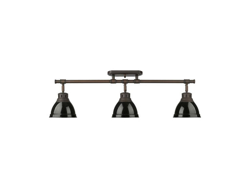 Golden - 3602-3SF RBZ-BK - Three Light Semi-Flush Mount - Duncan - Rubbed Bronze