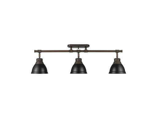 Golden - 3602-3SF RBZ-BLK - Three Light Semi-Flush Mount - Duncan - Rubbed Bronze