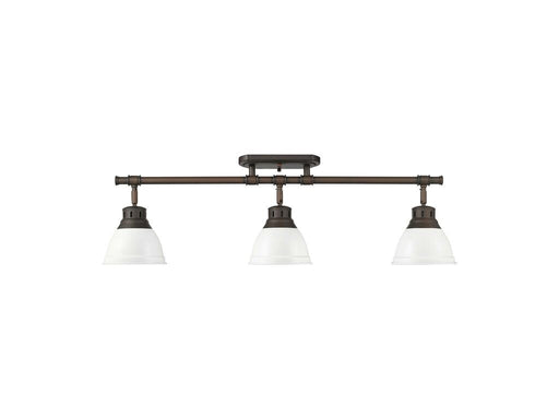 Golden - 3602-3SF RBZ-WHT - Three Light Semi-Flush Mount - Duncan - Rubbed Bronze