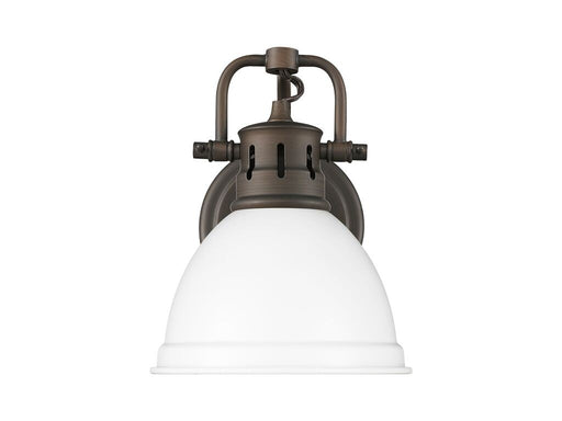 Golden - 3602-BA1 RBZ-WHT - One Light Vanity - Duncan - Rubbed Bronze