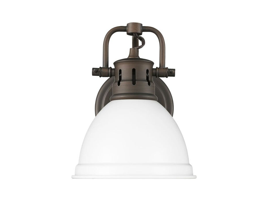 Golden - 3602-BA1 RBZ-WHT - One Light Vanity - Duncan - Rubbed Bronze