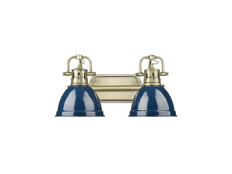Golden - 3602-BA2 AB-NVY - Two Light Vanity - Duncan - Aged Brass